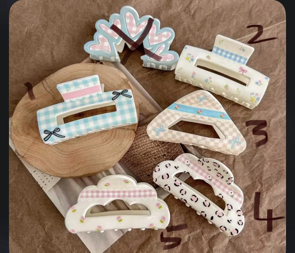 Pastel Printed Hair Clutcher Clips