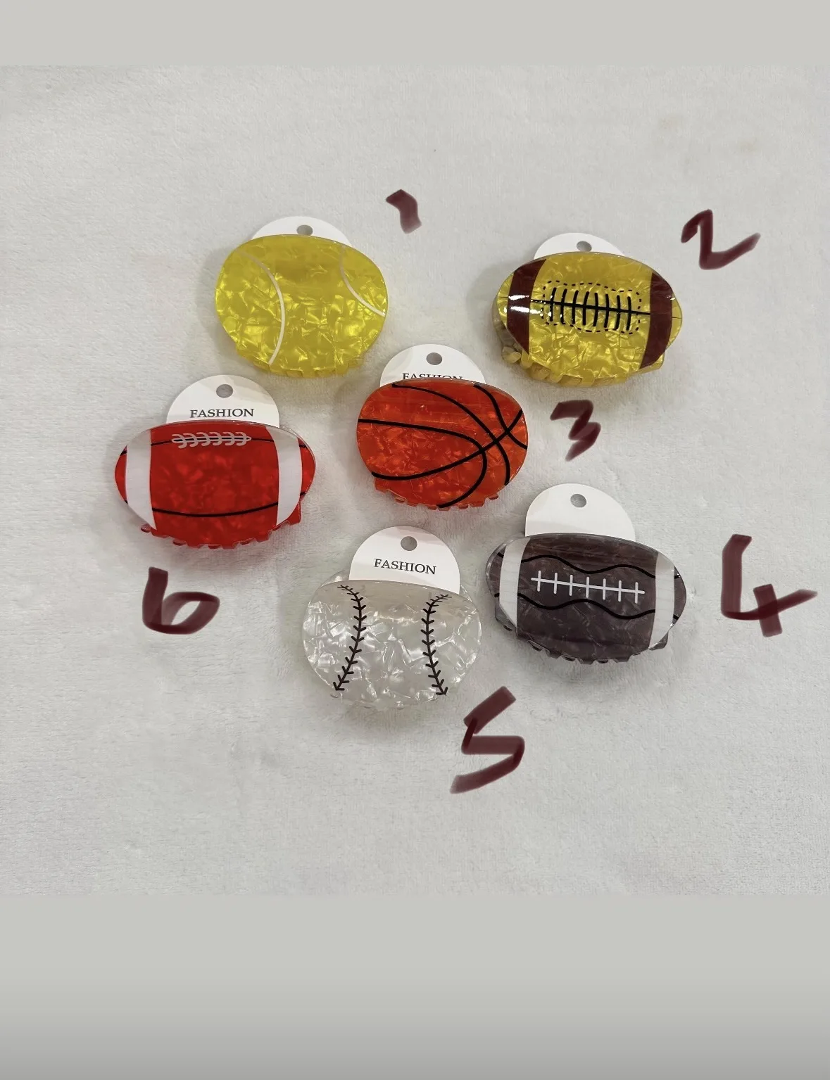 Sports Ball Acrylic Hair Clutcher Clips