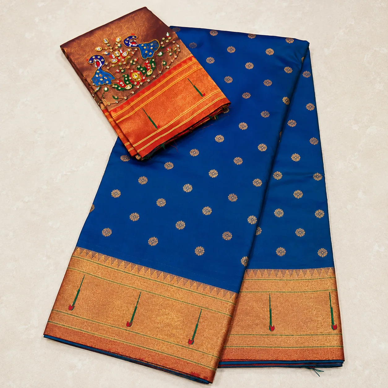 Royal Peacock Blue Saree