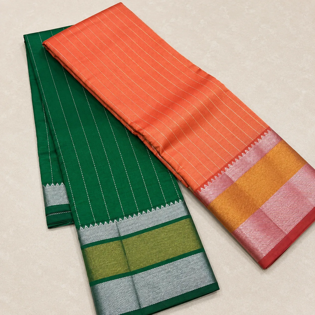 Coral Green Harmony Saree