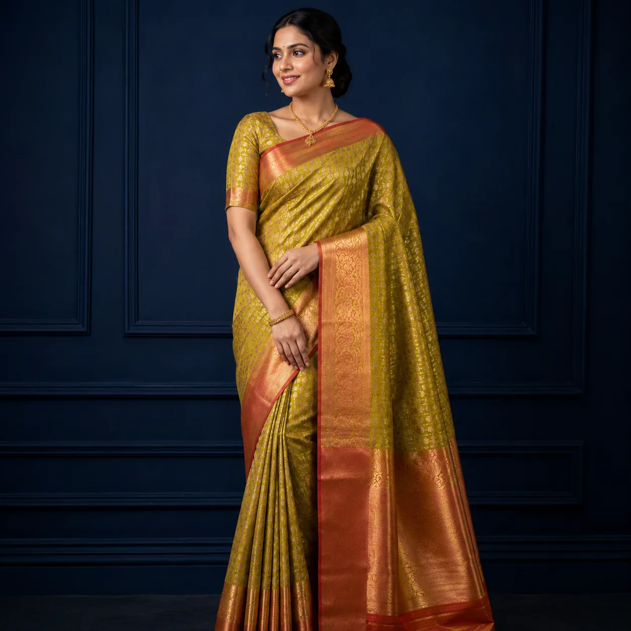 Adithya Pattu Saree I 0V - 003 I Light Green Saree