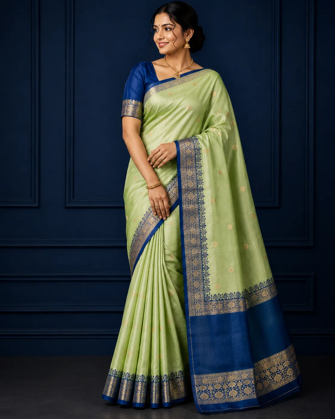 Viscose Crape Pattu Saree I 1V - 006 I Light Green  Saree