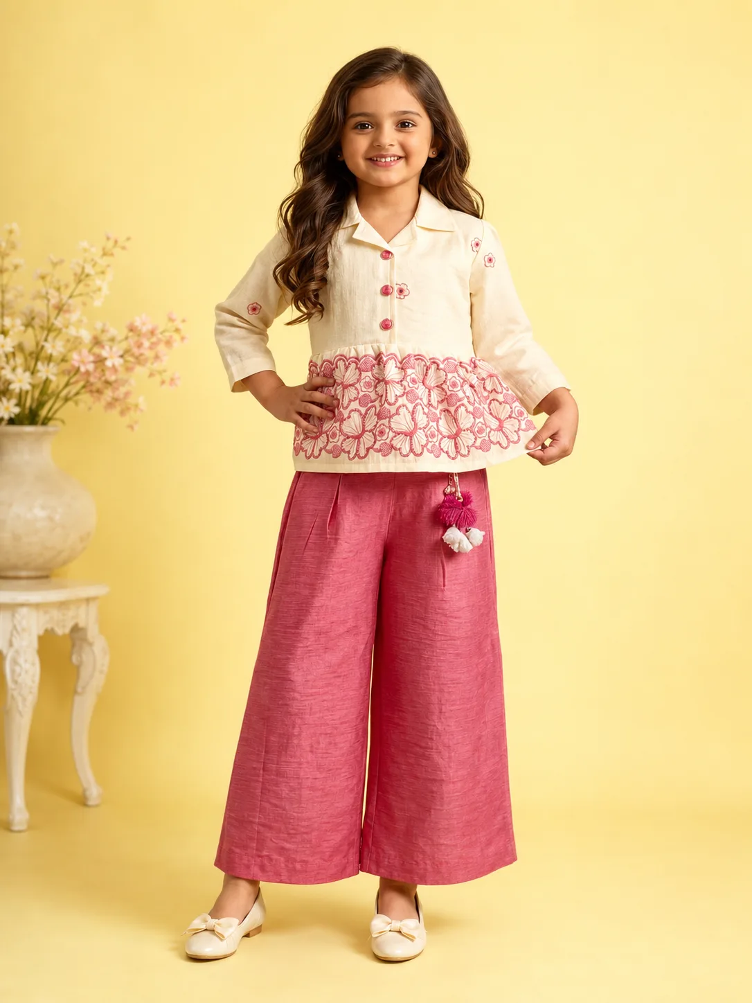 Western Plazo I 2V - 002 I Baby Pink