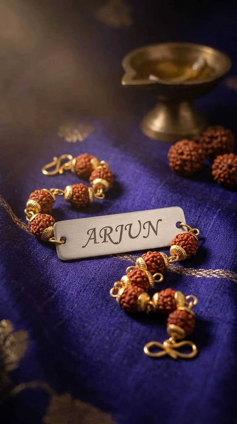 Rudraksha rakhi with the plate