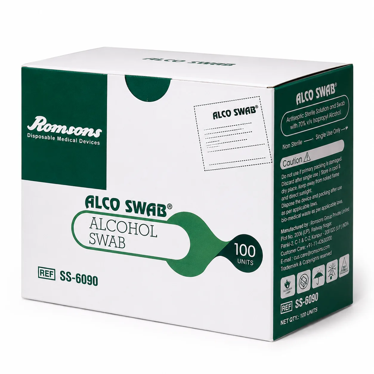 Romsons Alco Swab Alcohol Gauze (1 Box, 100)