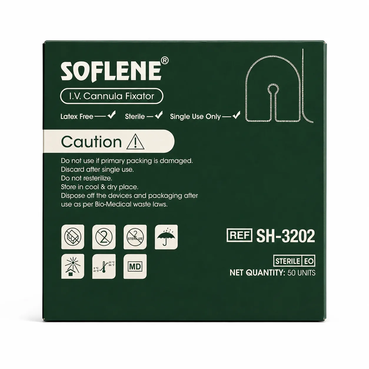 Romsons Soflene IV Cannula Fixator, 5 X 6 CM (1 Box, 50 Units), SH-3202