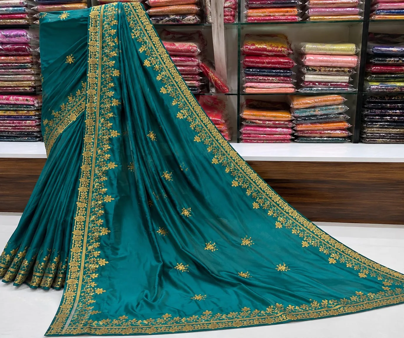 Soft silk embroidery sarees