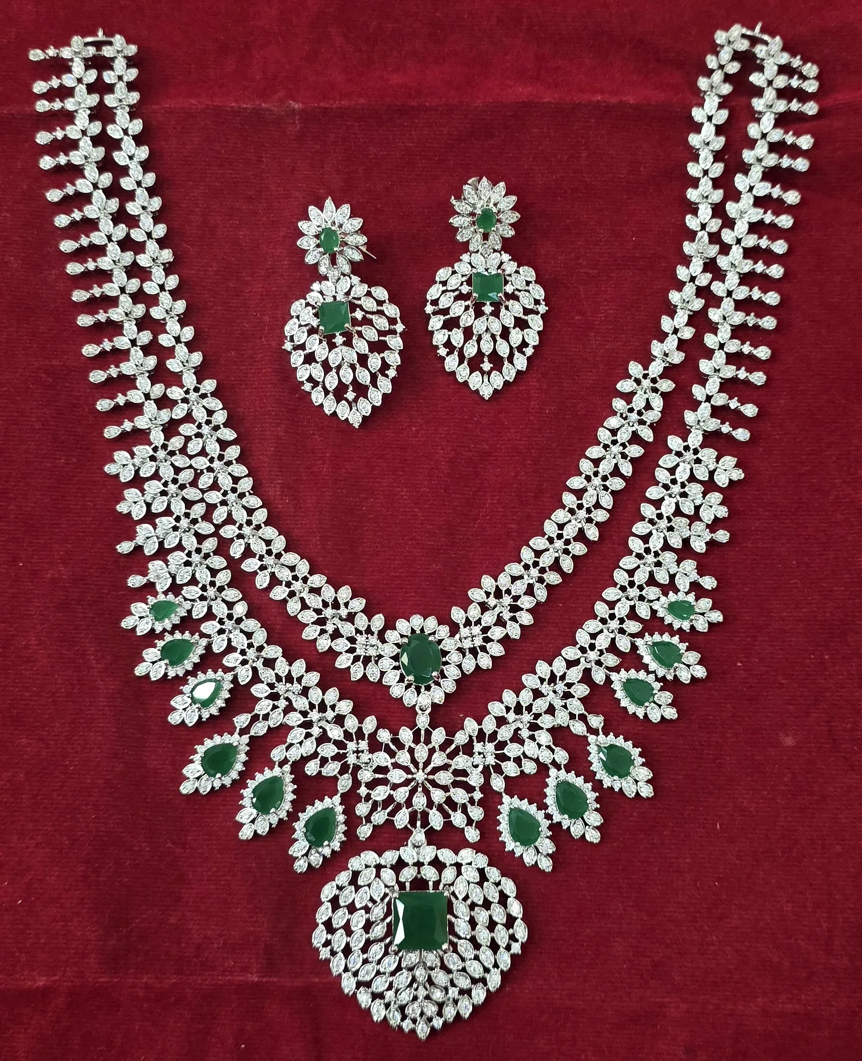 Emerald Crystal Bridal Necklace Set