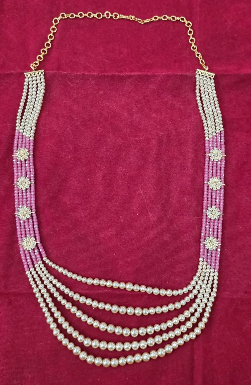 Multi layered Pink Pearl Necklace