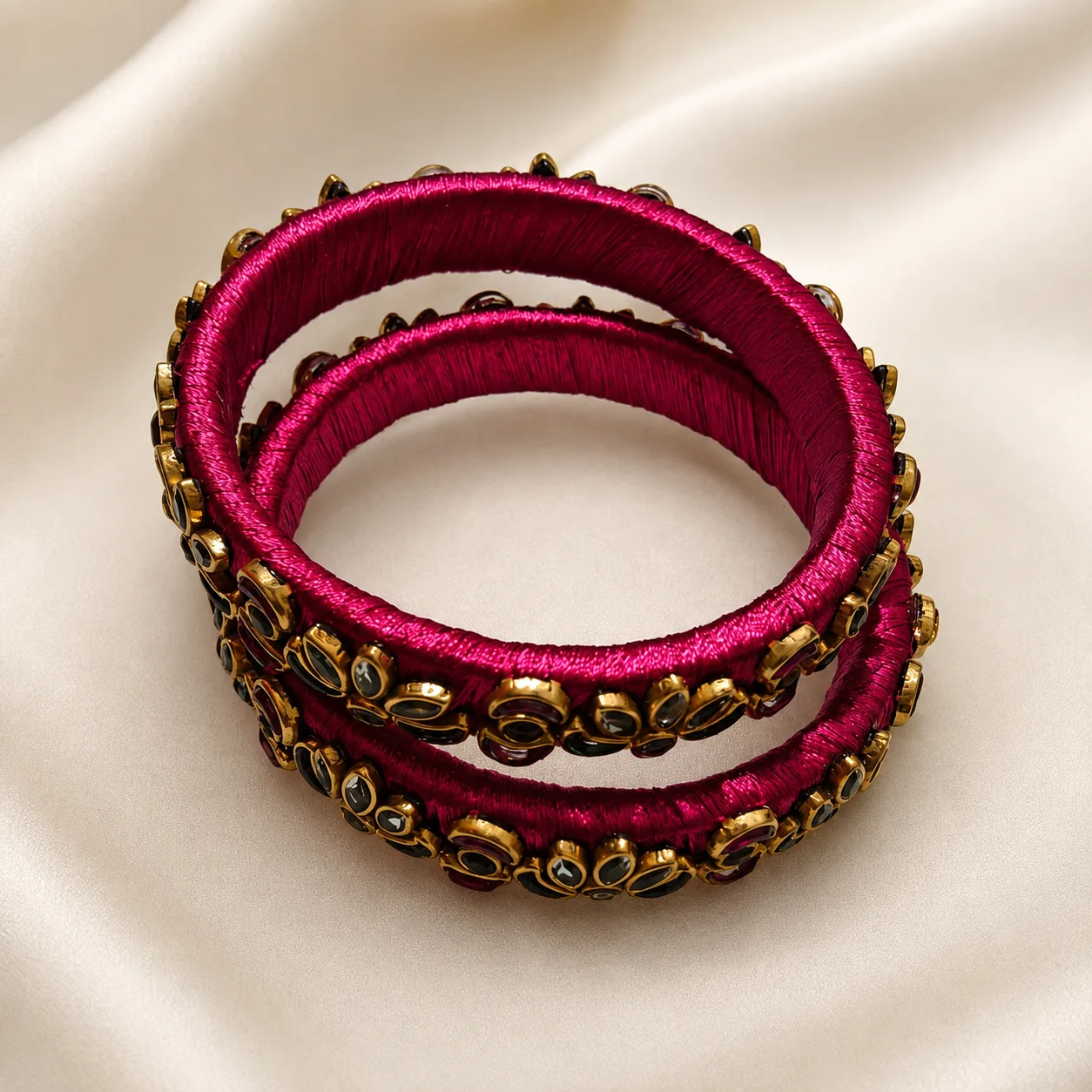 Handmade Silk Thread Stone Bangles