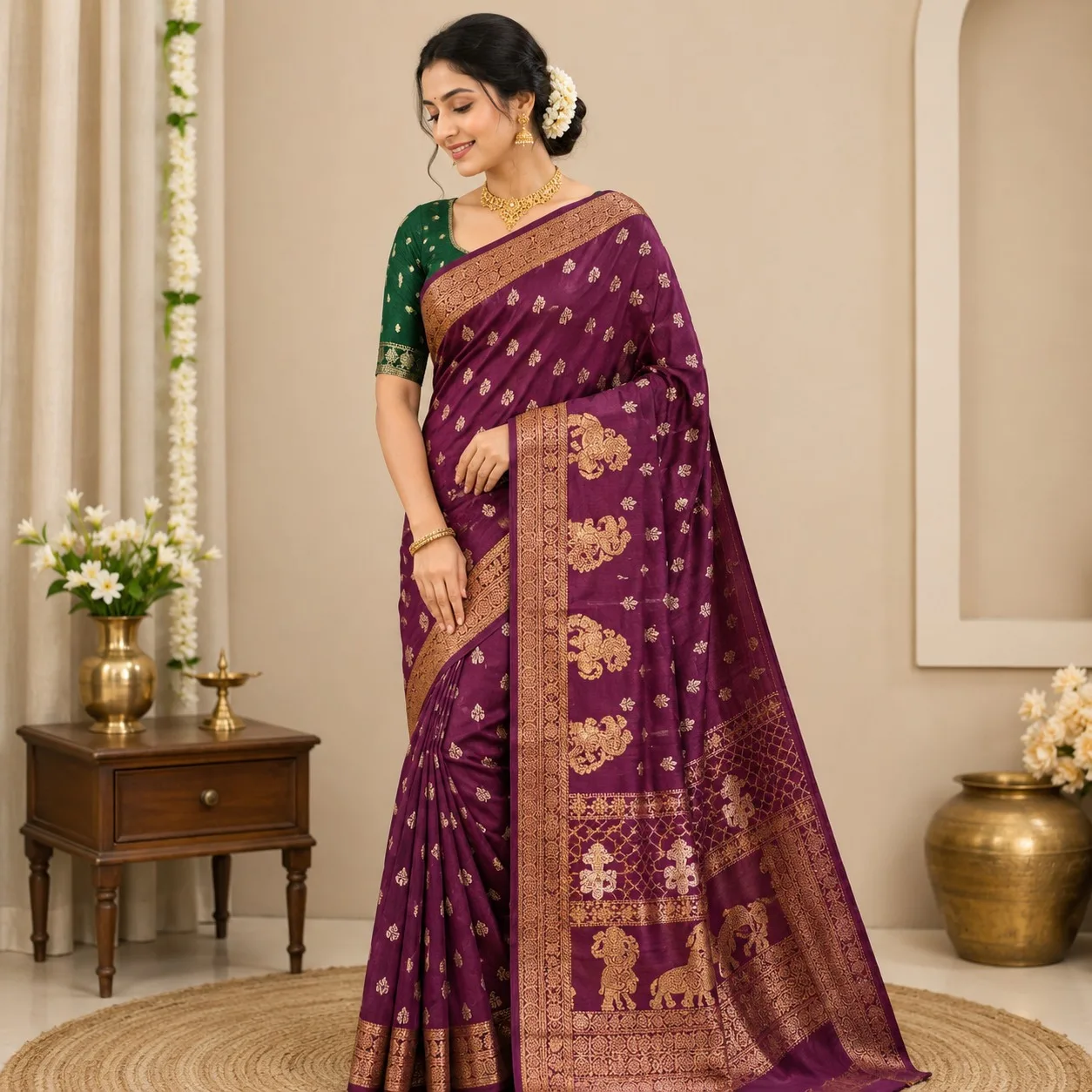 💜 Royal Plum Banarasi Silk Saree