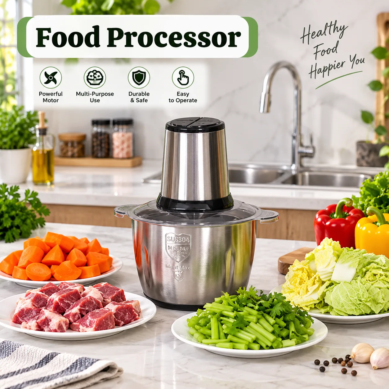 Stainless Steel Electric Food Processor