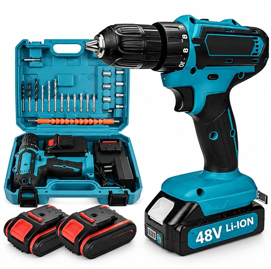 48V Cordless Drill Machine Kit with Accessories