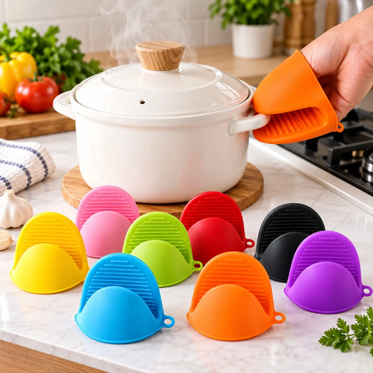 Heat-Resistant Silicone Pot Holder & Pinch Mitt