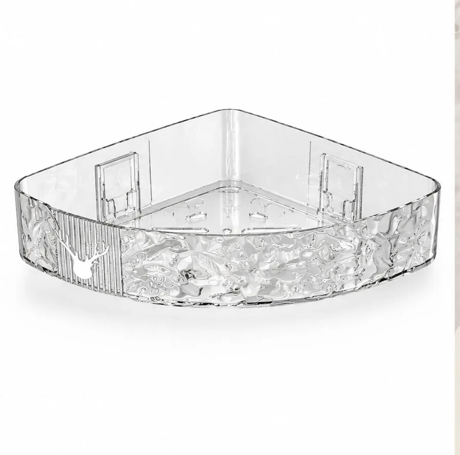 Transparent Wall-Mounted Corner Storage Shelf with Drainage