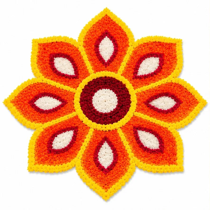 Artificial Flower Rangoli Mat – 8 Petal Design