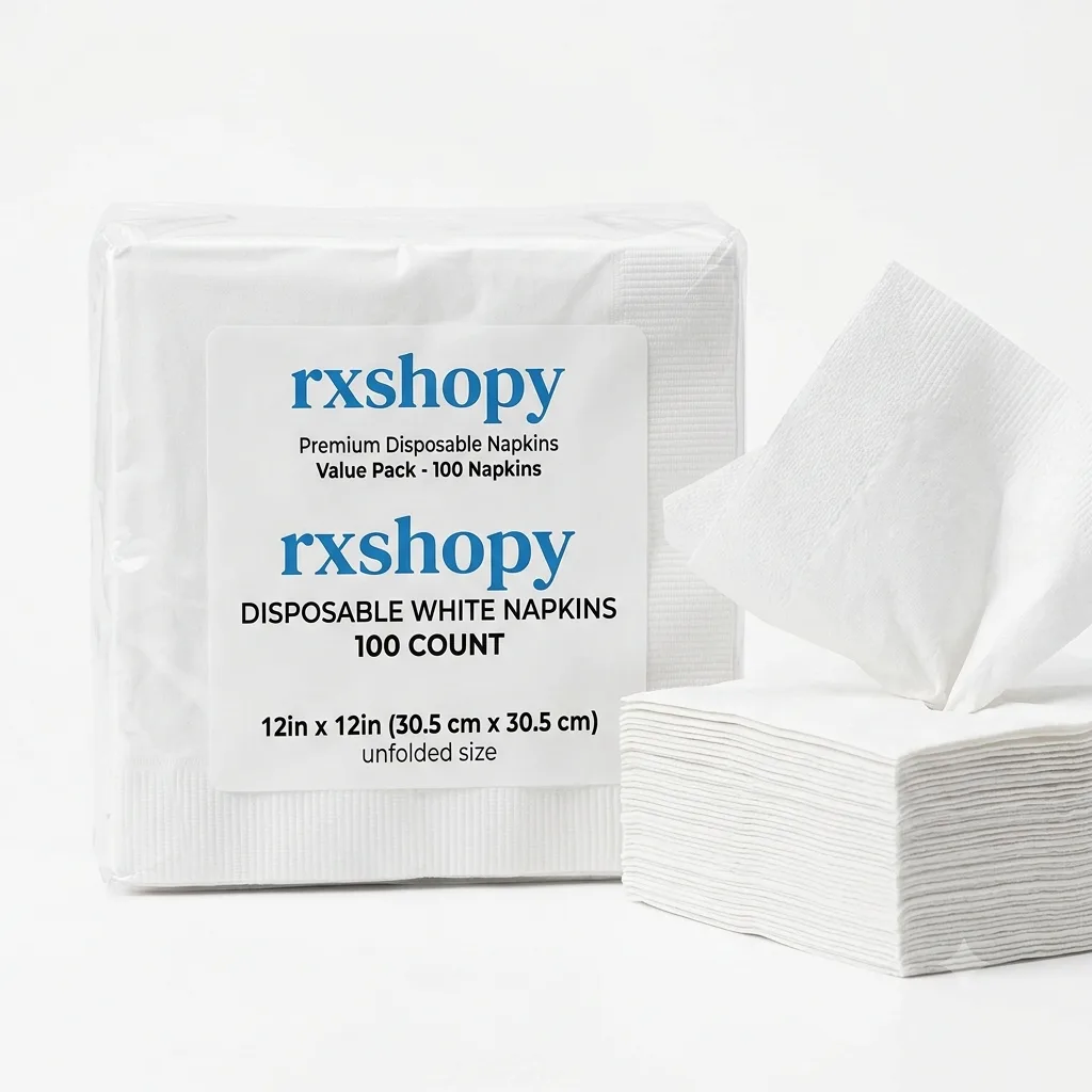 RXSHOPY Multipurpose White Disposable Napkins 12×12 Inches – Pack of 100