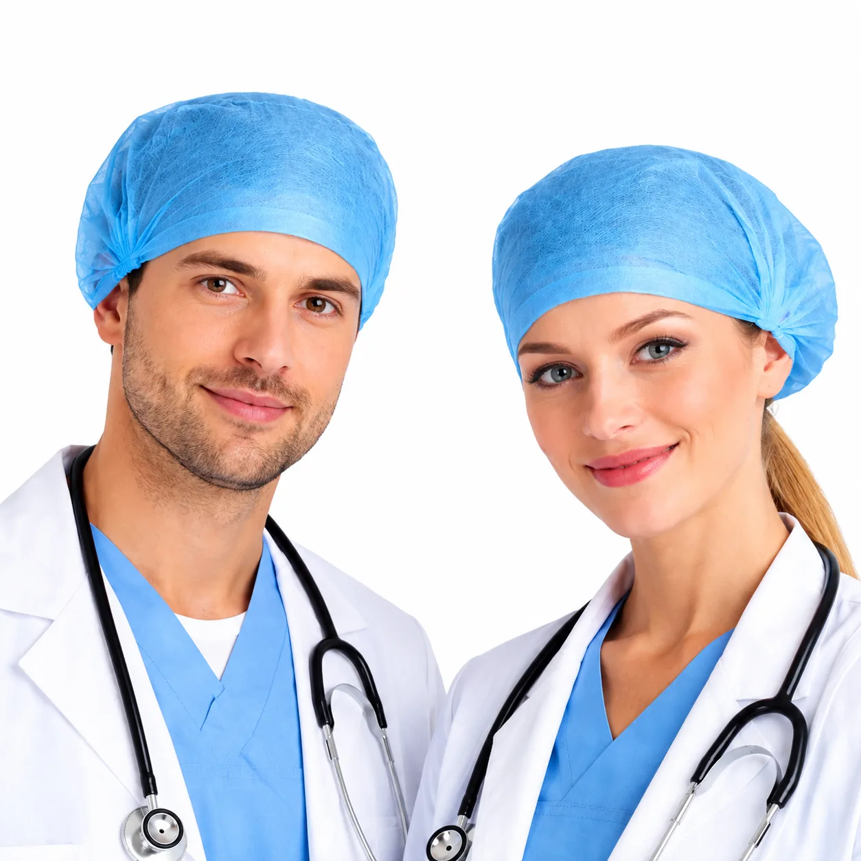 RXSHOPY Disposable Surgeon Head Covers Pack of 100 | Non Woven Surgical Caps, Disposable Doctor's Cap | Elastic Medical Caps for Hospital, Clinic, OT & Lab Use