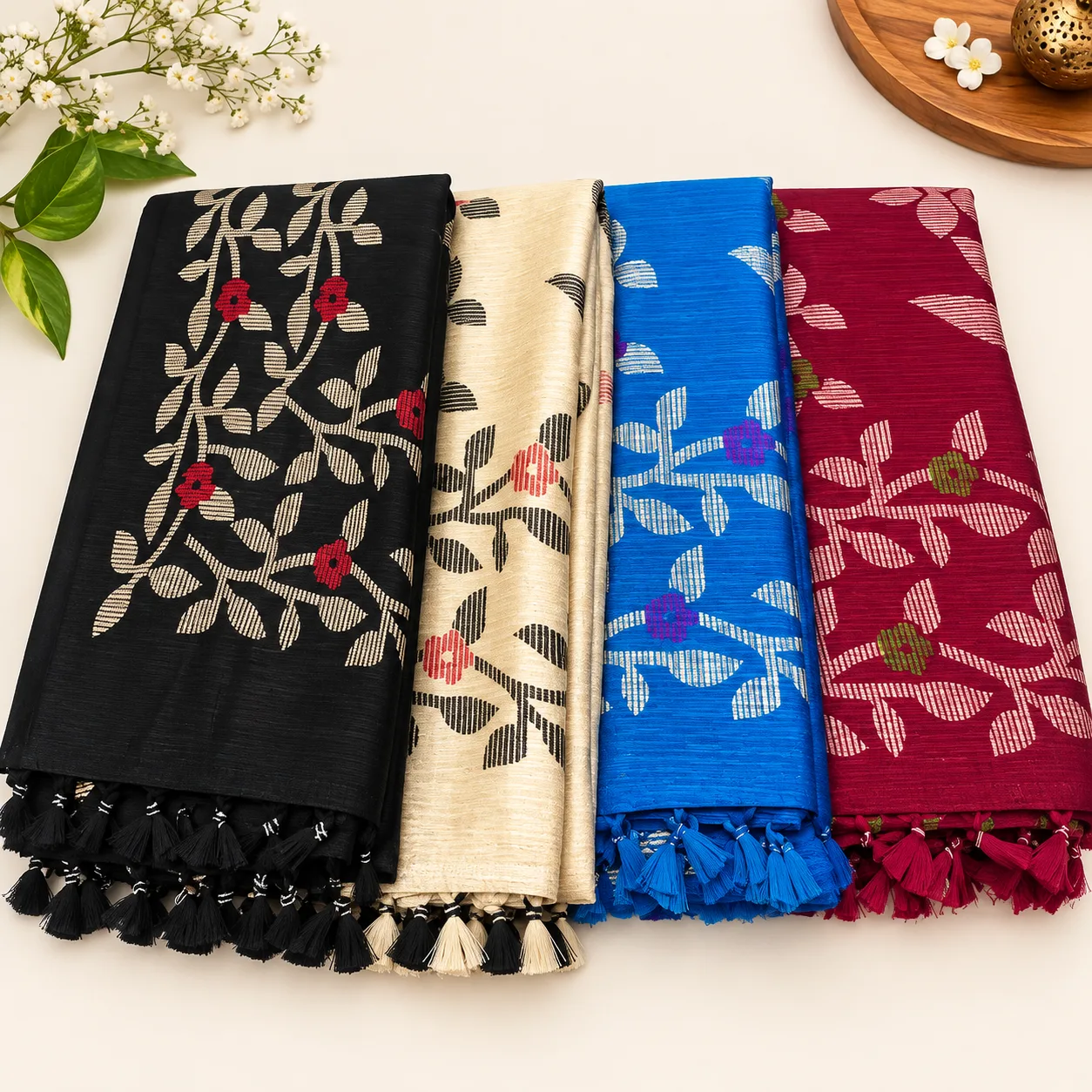Floral Tassel Designer Saree Collection