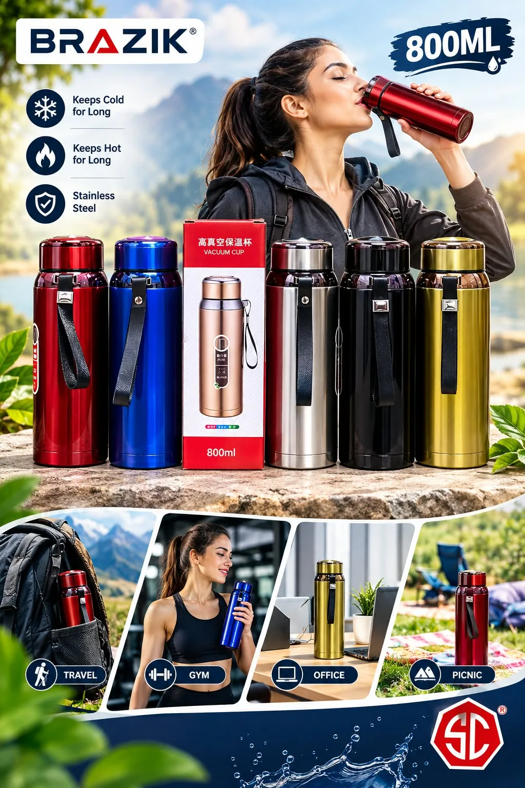 Vacuum water bottles