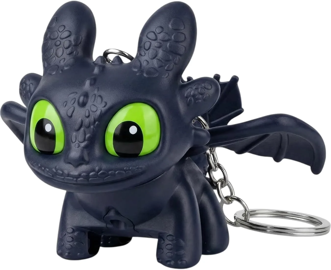 black Toothless (Night Fury) dragon keychain with glowing
