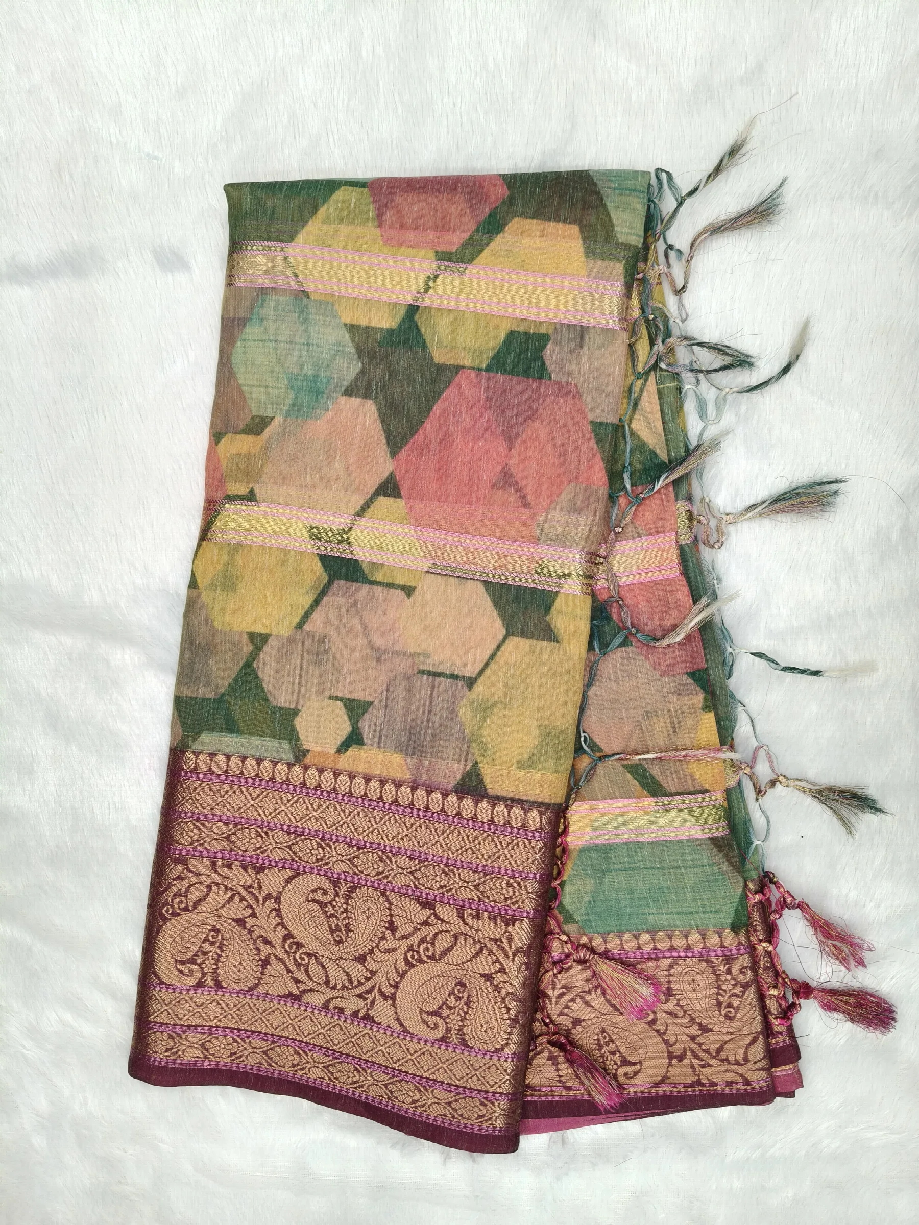 Silk lenin saree
