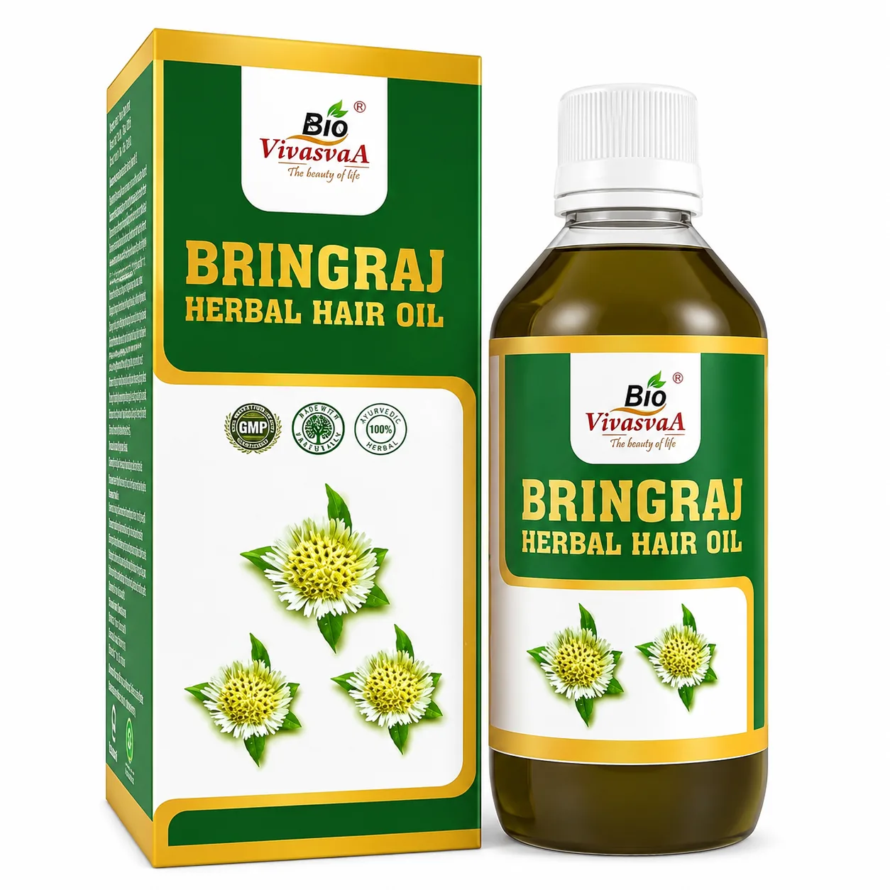 Biovivasvaa Bringaraj Hair Oil-180ML | 100% Pure Cold pressed Oils | Control Hair Fall, Split Ends | No Mineral Oil, Silicones and Synthetic Fragrance.