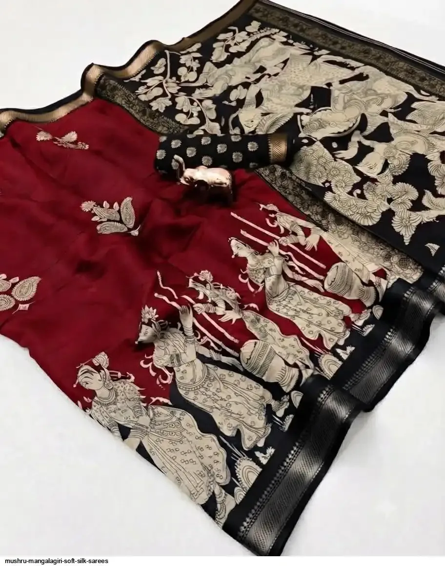 Mushru Mangalagiri Soft Silk Saree
