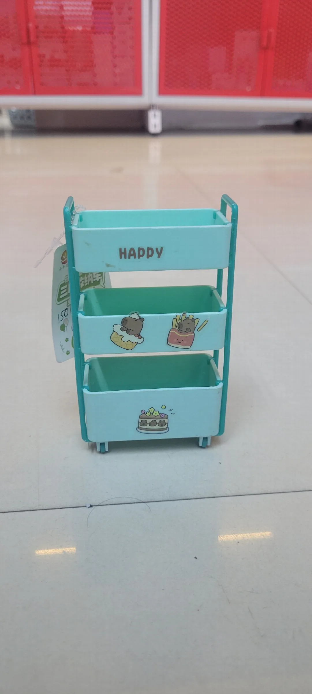 cute mini 3-layer plastic storage trolley desktop