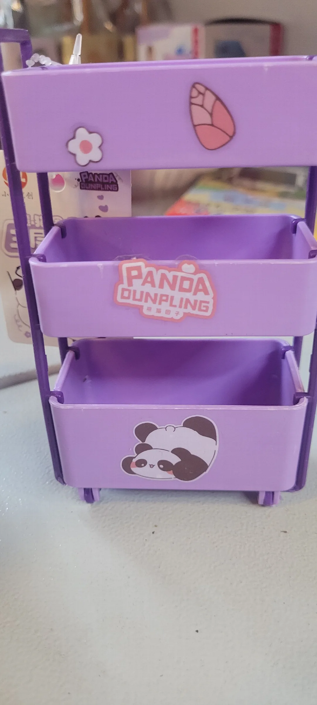 cute mini 3-layer plastic storage trolley desktop