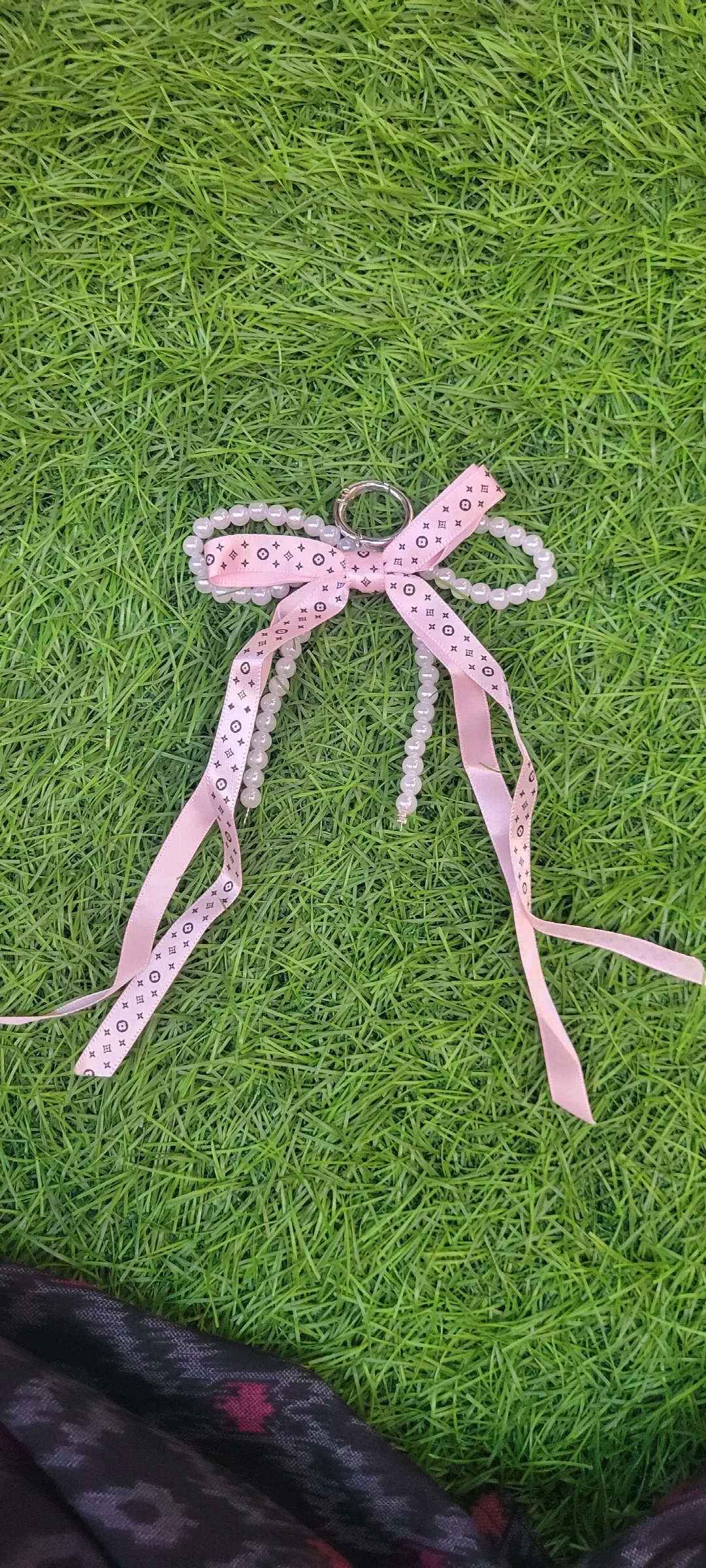 Miu Miu style Coquette Pearl Bow Hair Clip and Keychain