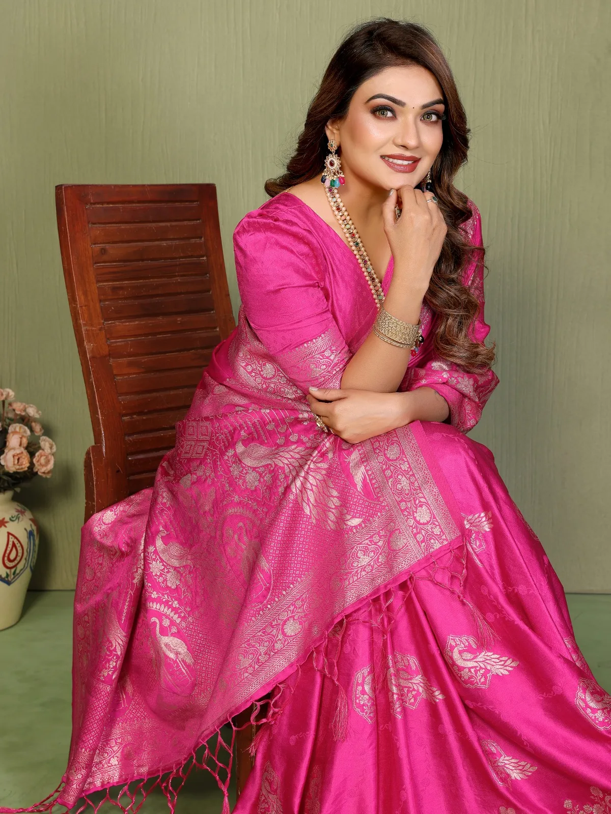 Handloom Satin Silk Zari Weaving Saree