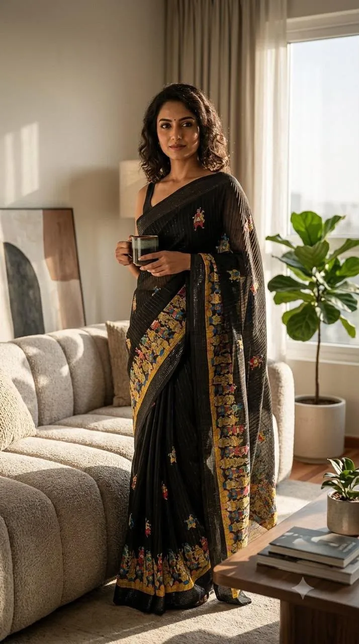 Premium Dancing Doll Digital Print Soft Georgette Saree