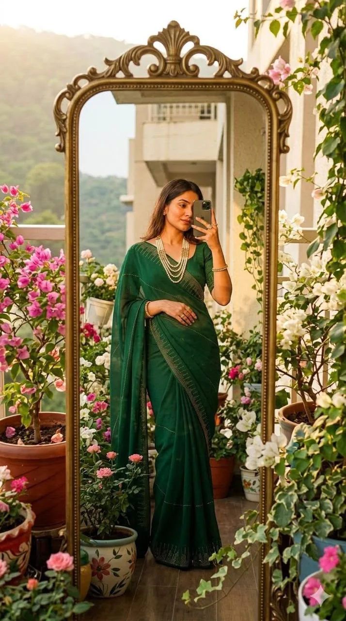 Fox Georgette Sequence Work Party Wear Saree