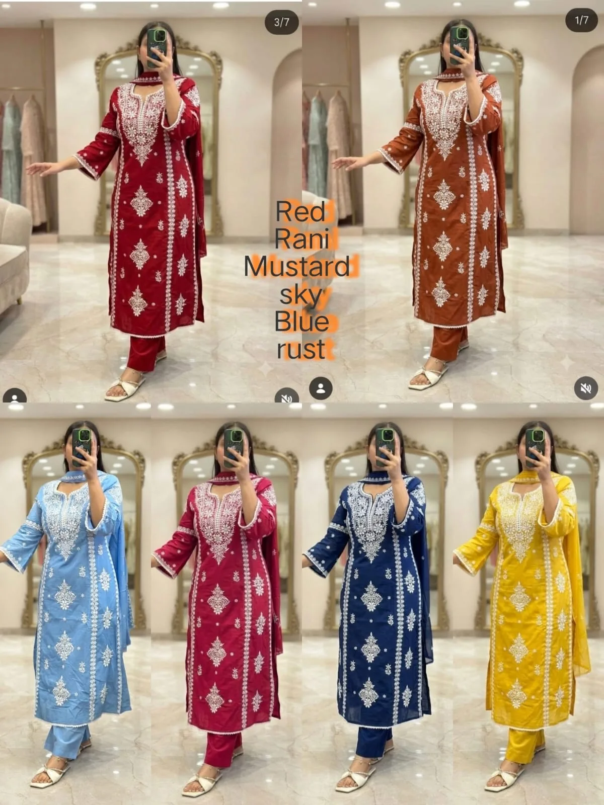 PURE COTTON HEAVY EMBROIDERED 3-PIECE SUIT