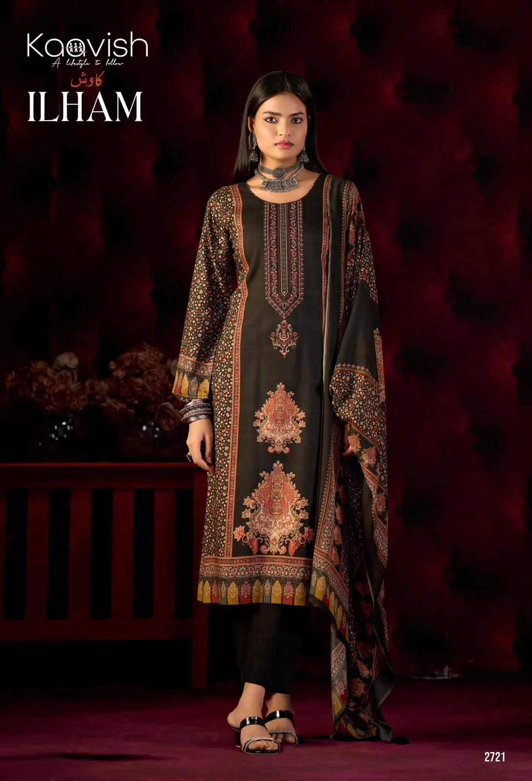 Ilham Pure Viscose Pashmina Embroidered 3-Piece Suit