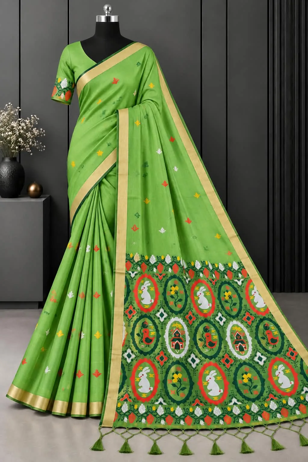 Premium Cotton Saree with Designer Printed Pallu