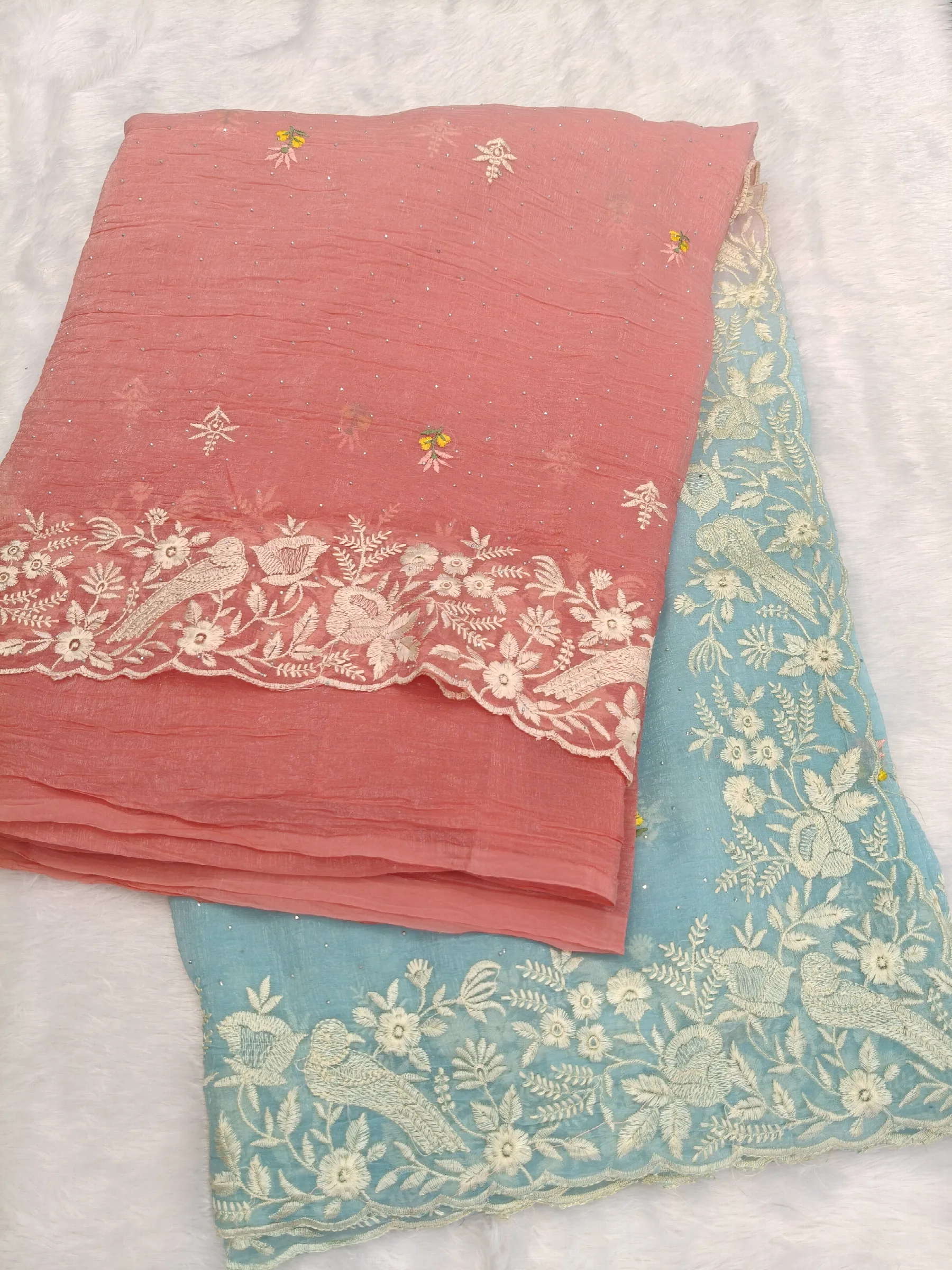 Crush embroidery saree