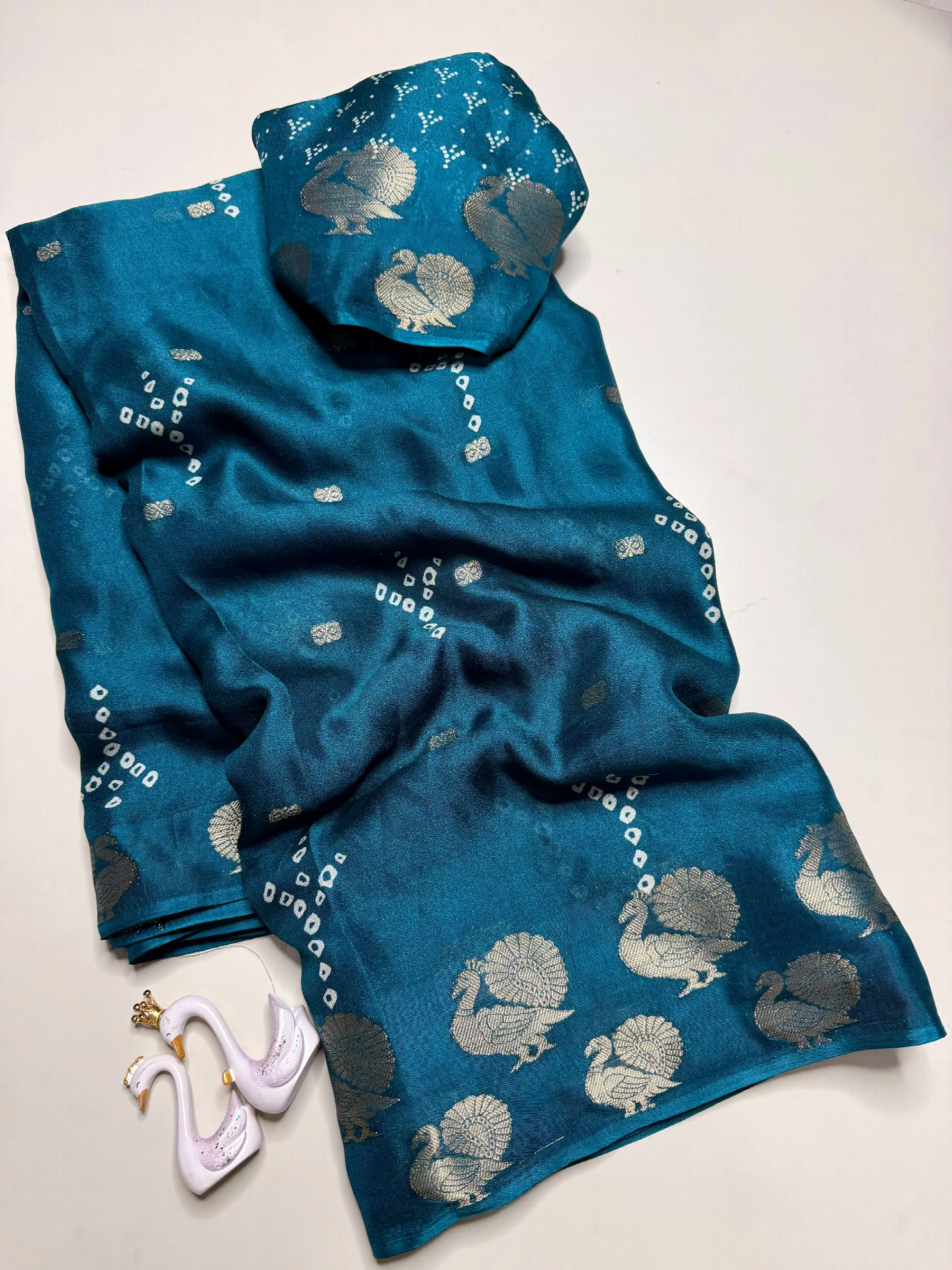 Plum Purple Peacock Jacquard Border Soft Saree with Blouse