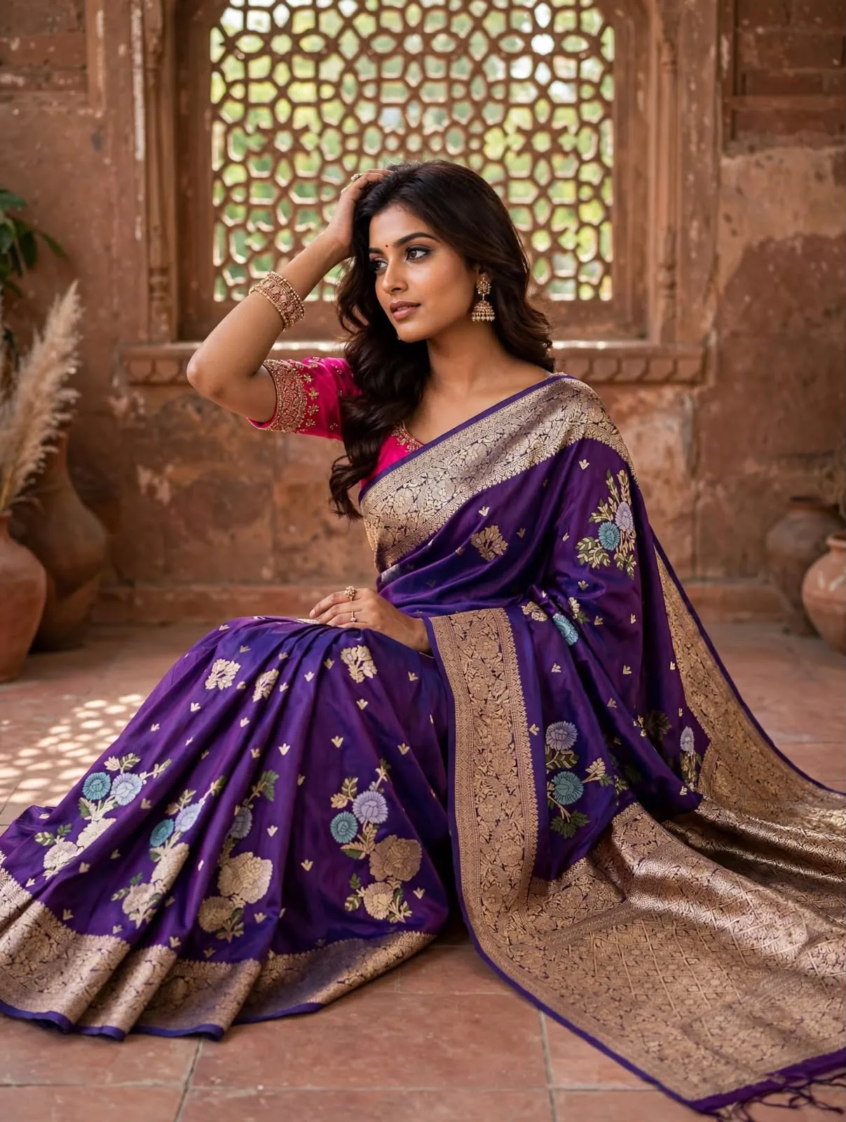 💚 Premium Green Soft Silk Floral Jacquard Saree 💚