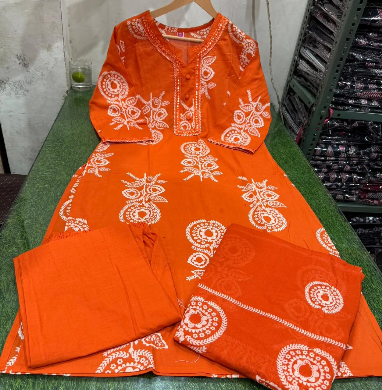 Premium Cotton Embroidered Three-Piece Suit Set