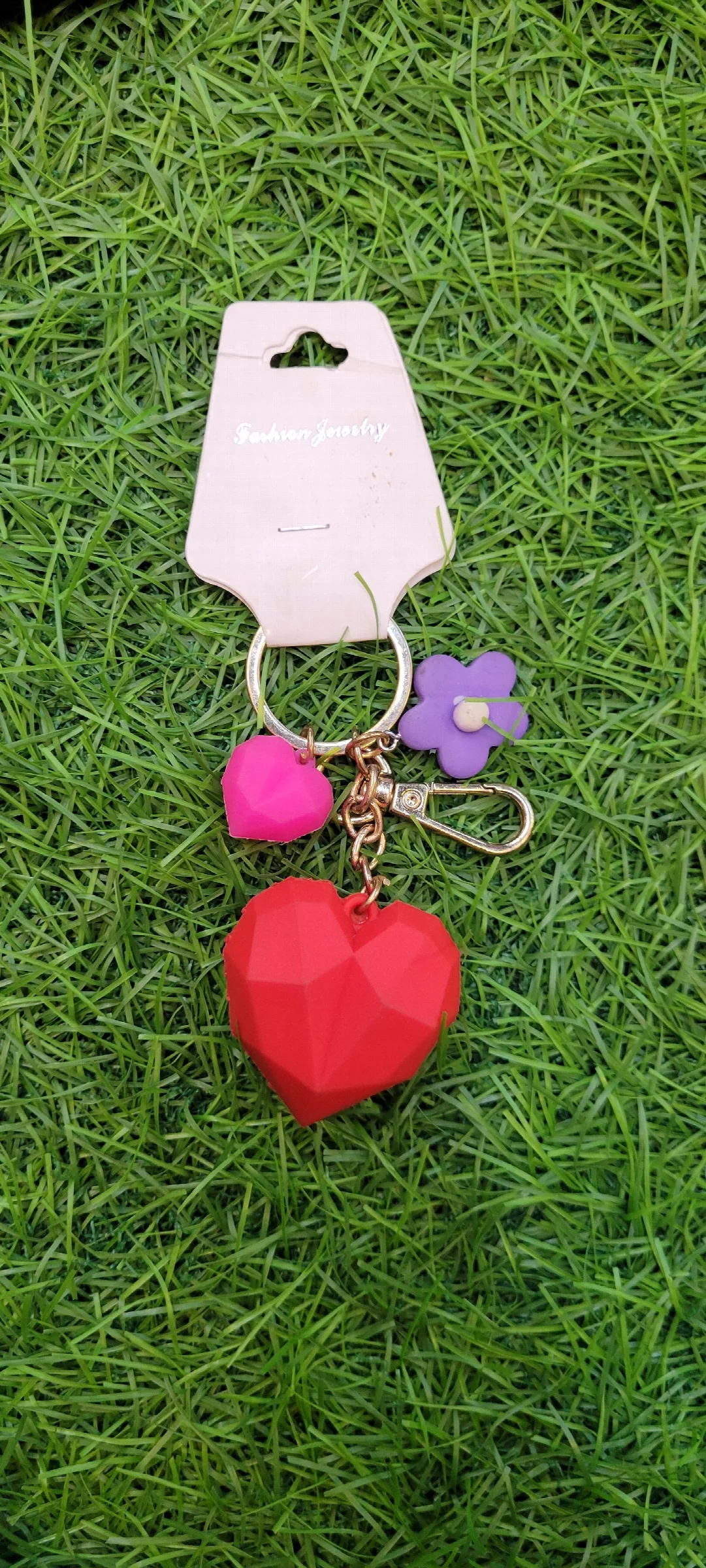 3D love-heart silicone keychain