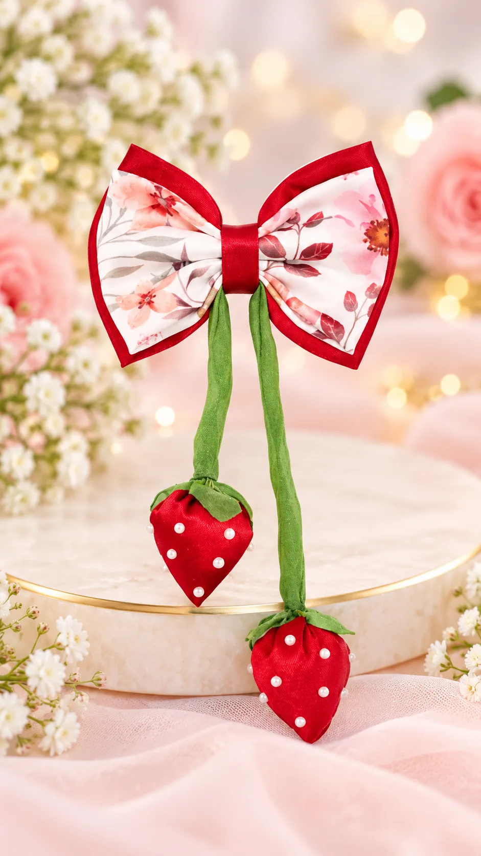 Cute Strawberry Hair Bow for Kids