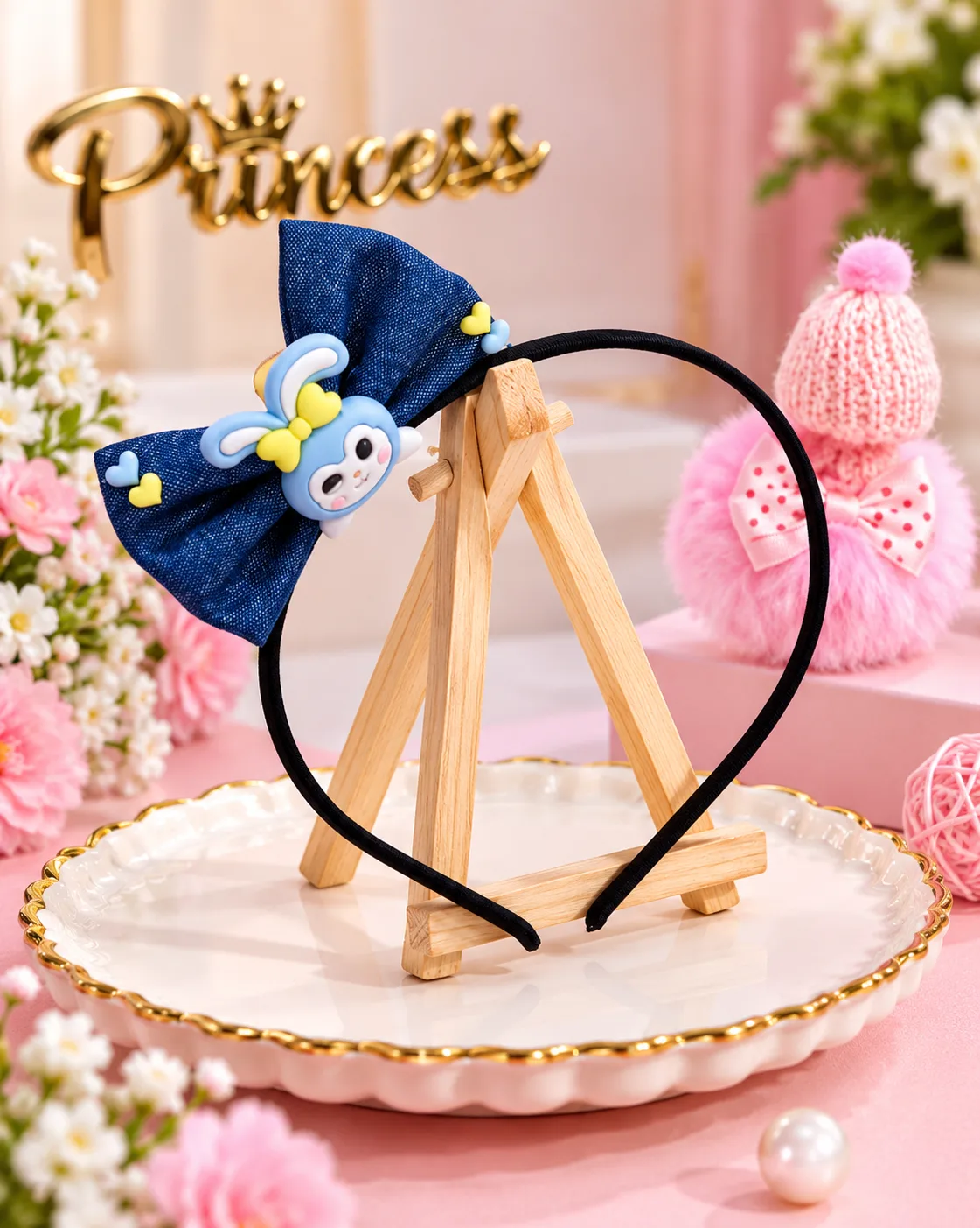 Stylish Denim Bow Hair Band for Kids