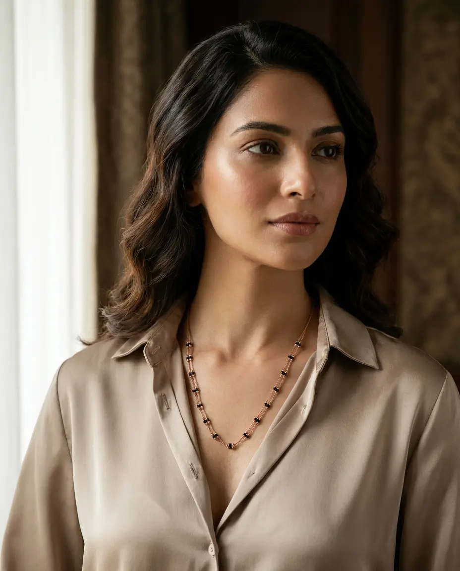 Rose Gold Double Bead Row Mangalsutra · 5.07g
