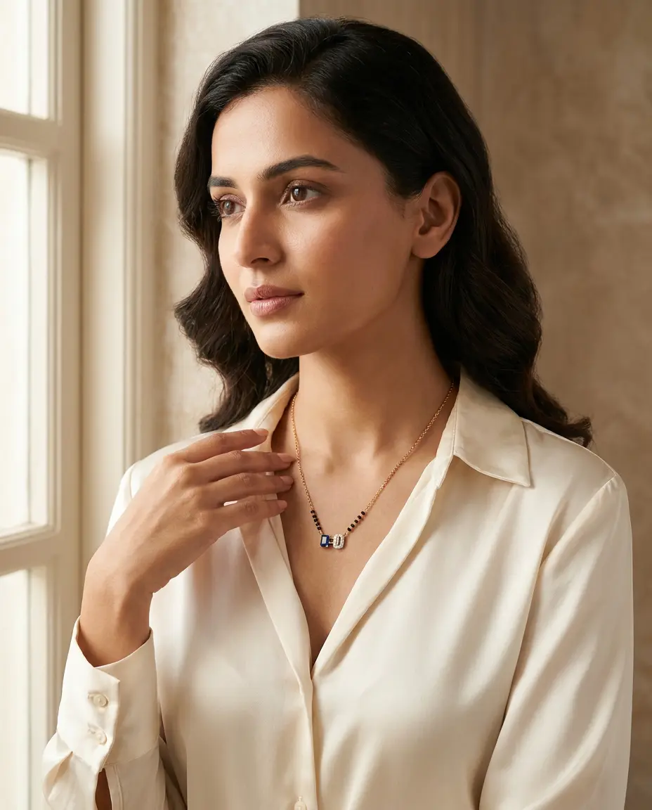 Modern Dual Cube Pendant Mangalsutra