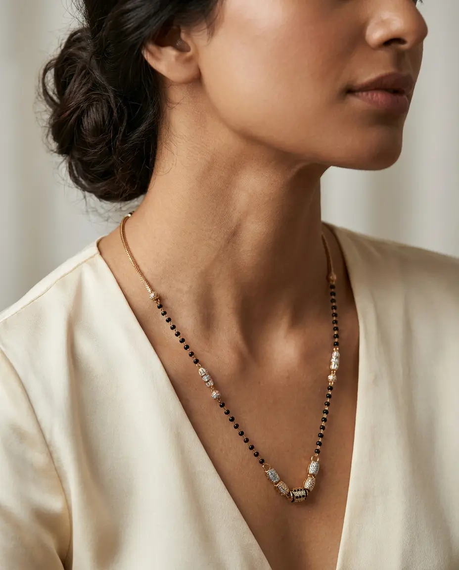 Curved Bar Bead Mangalsutra · 7.427g