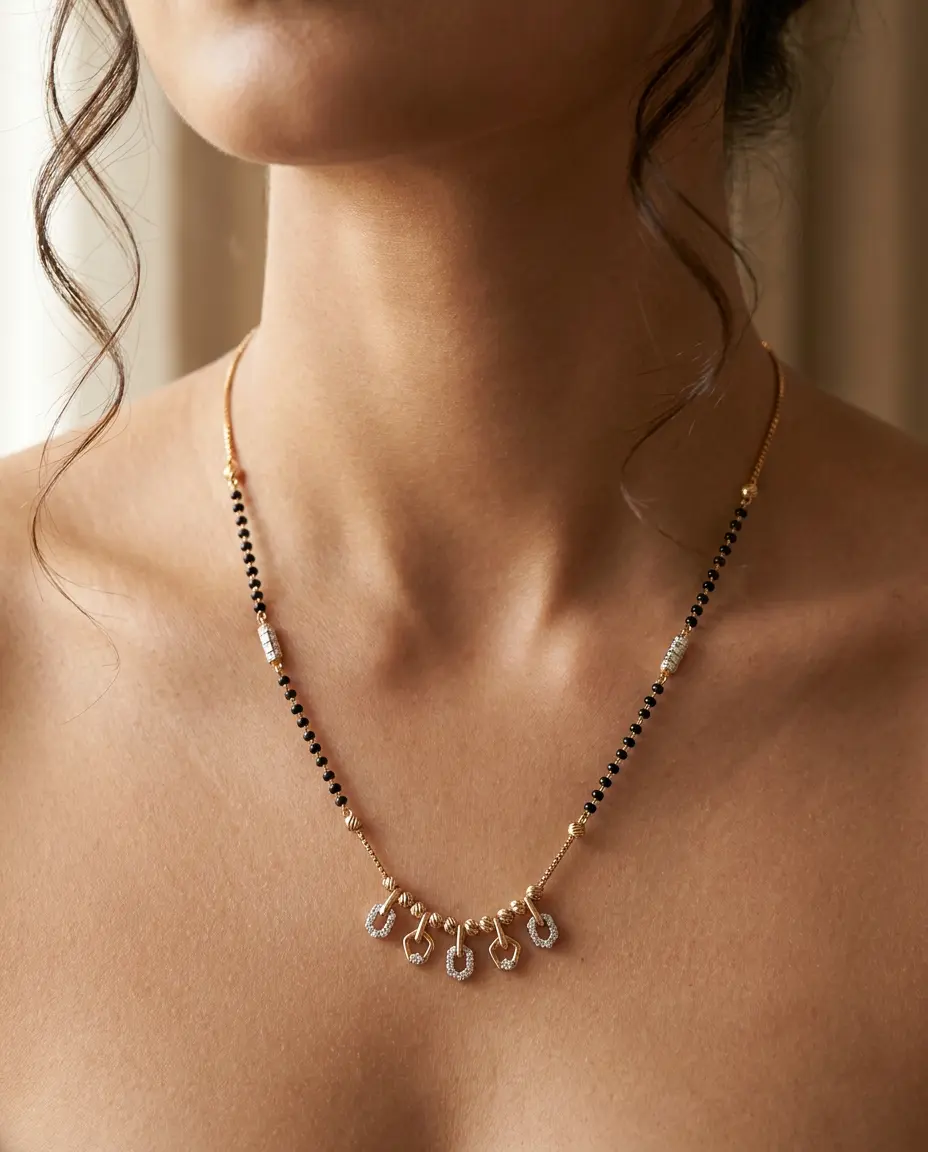Rose Gold Leaf Motif Mangalsutra · 6.702g