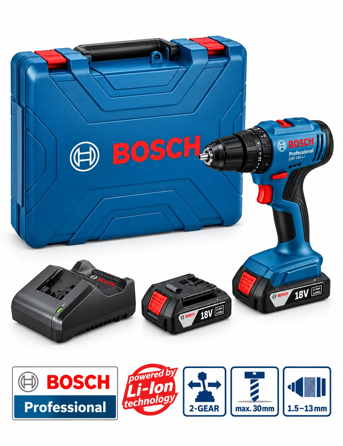 Bosch GSB 183-LI Professional 18V Cordless Impact Drill Driver Kit (1 Battery)