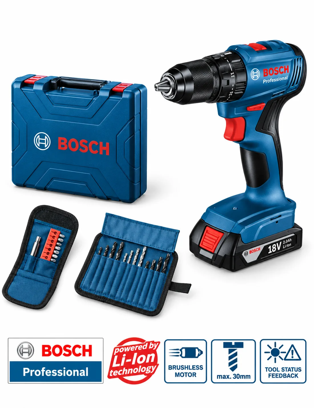 Bosch GSB 185-LI Professional 18V Cordless Impact Drill Driver Kit (2 Batteries)